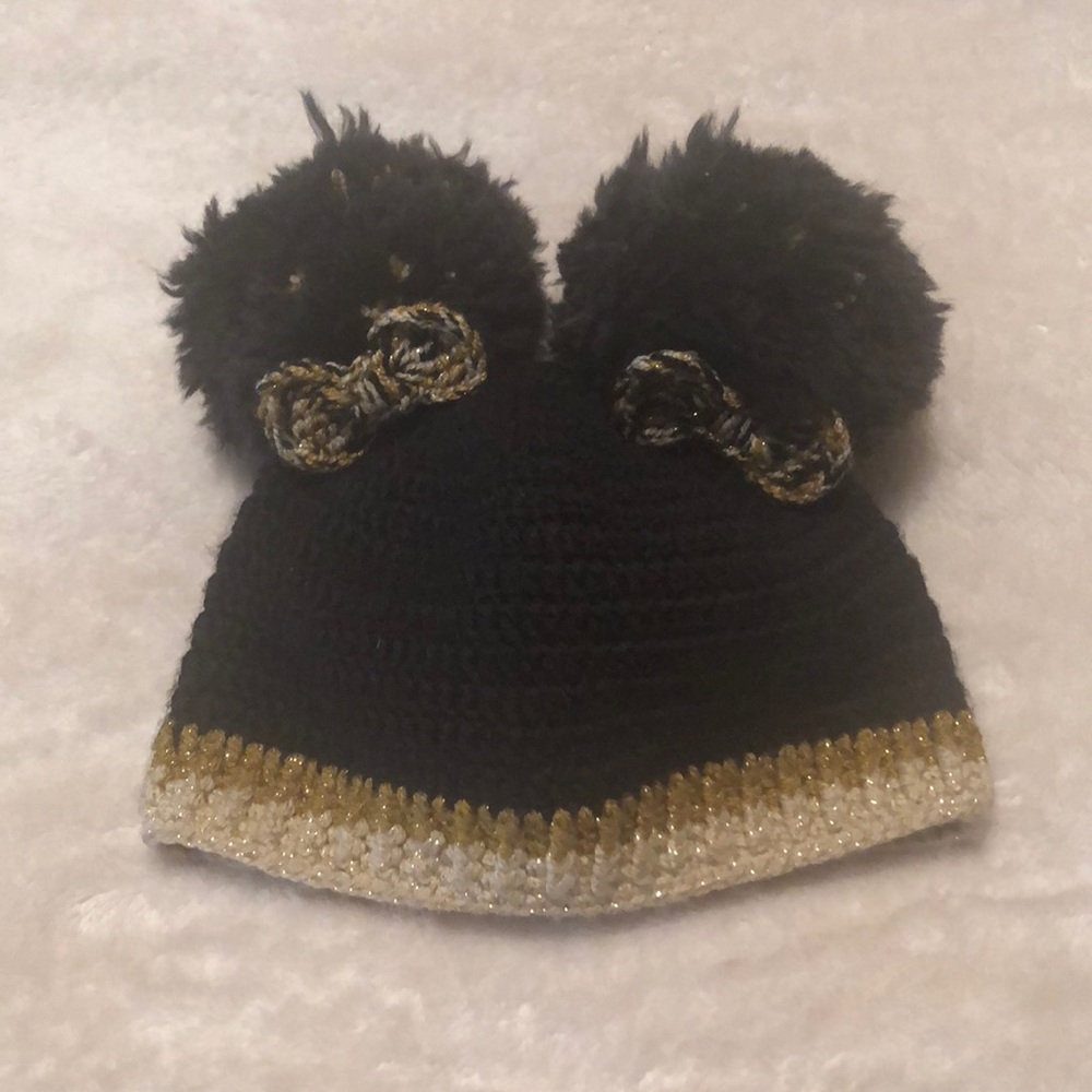 Handmade Knit Black & Leopard Beanie